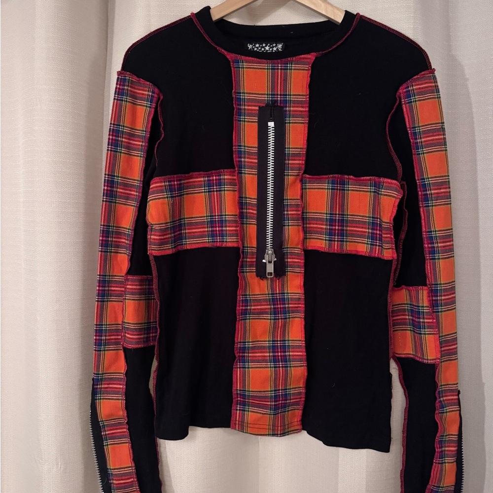 Vintage Plaid Patchwork Men's Jersey by [Serious] - Black and Red